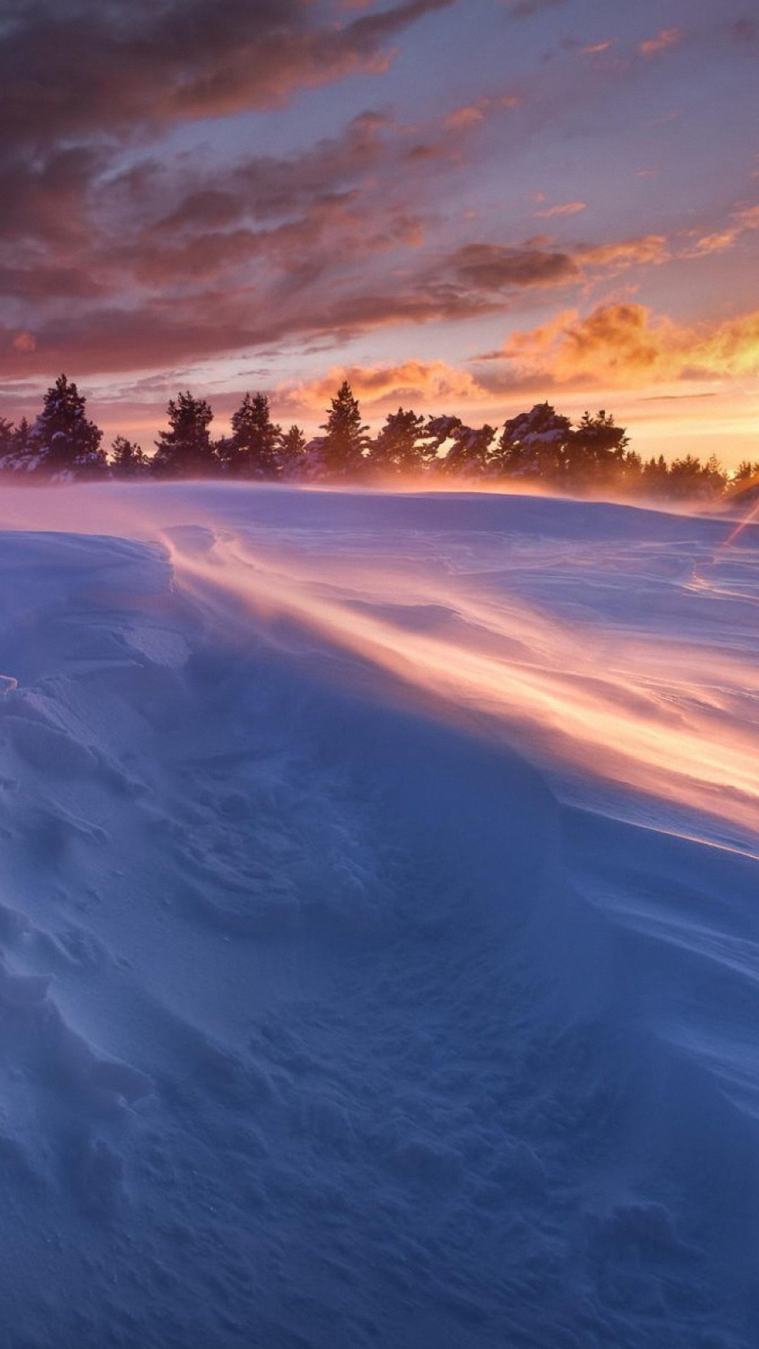 Sunset Winter Snow Wallpaper For iPhone Plus