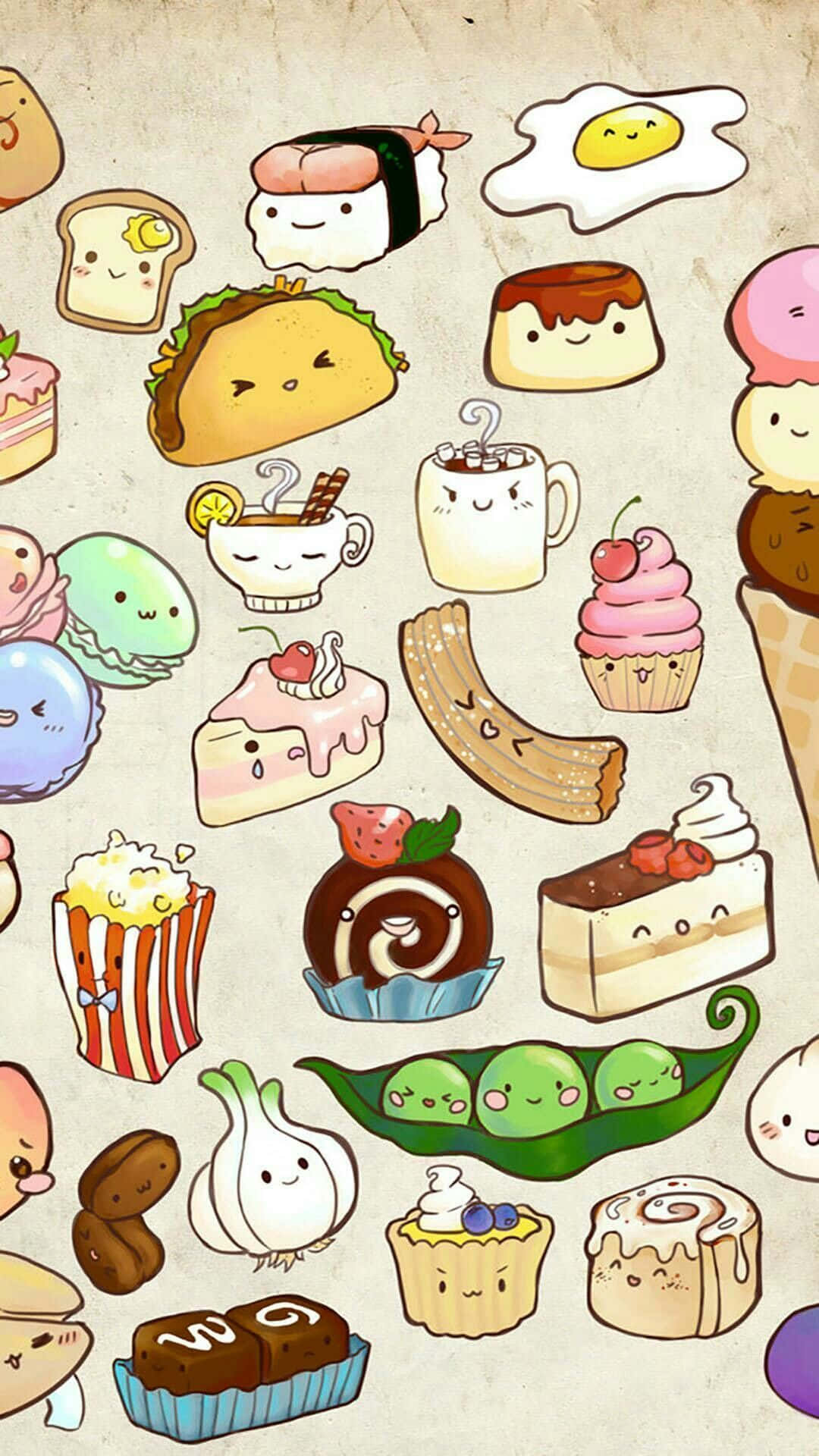 Cute Food iPhone With Drinks Wallpaper