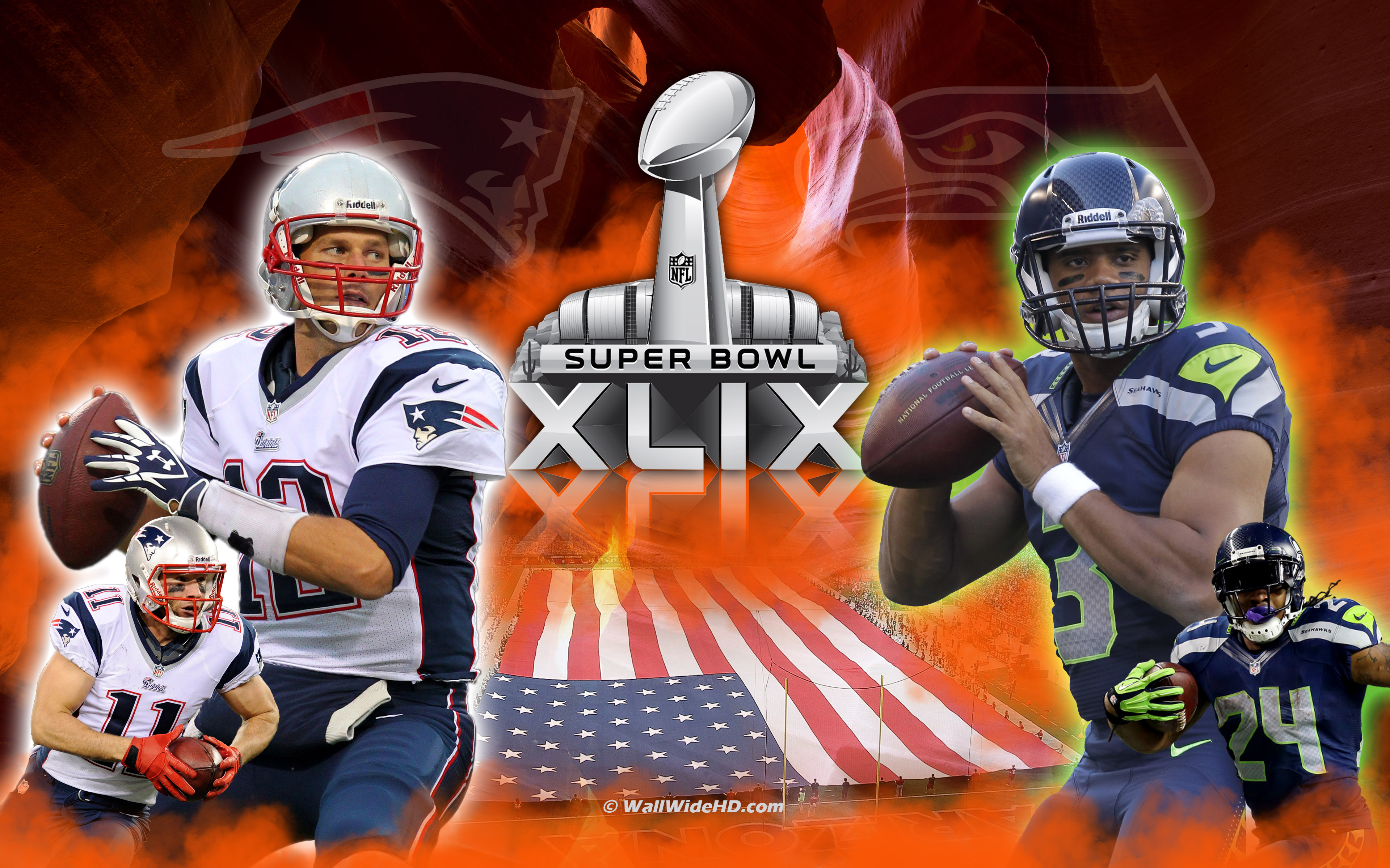 Patriots vs Seattle Seahawks XLIX Super Bowl championships Wallpaper
