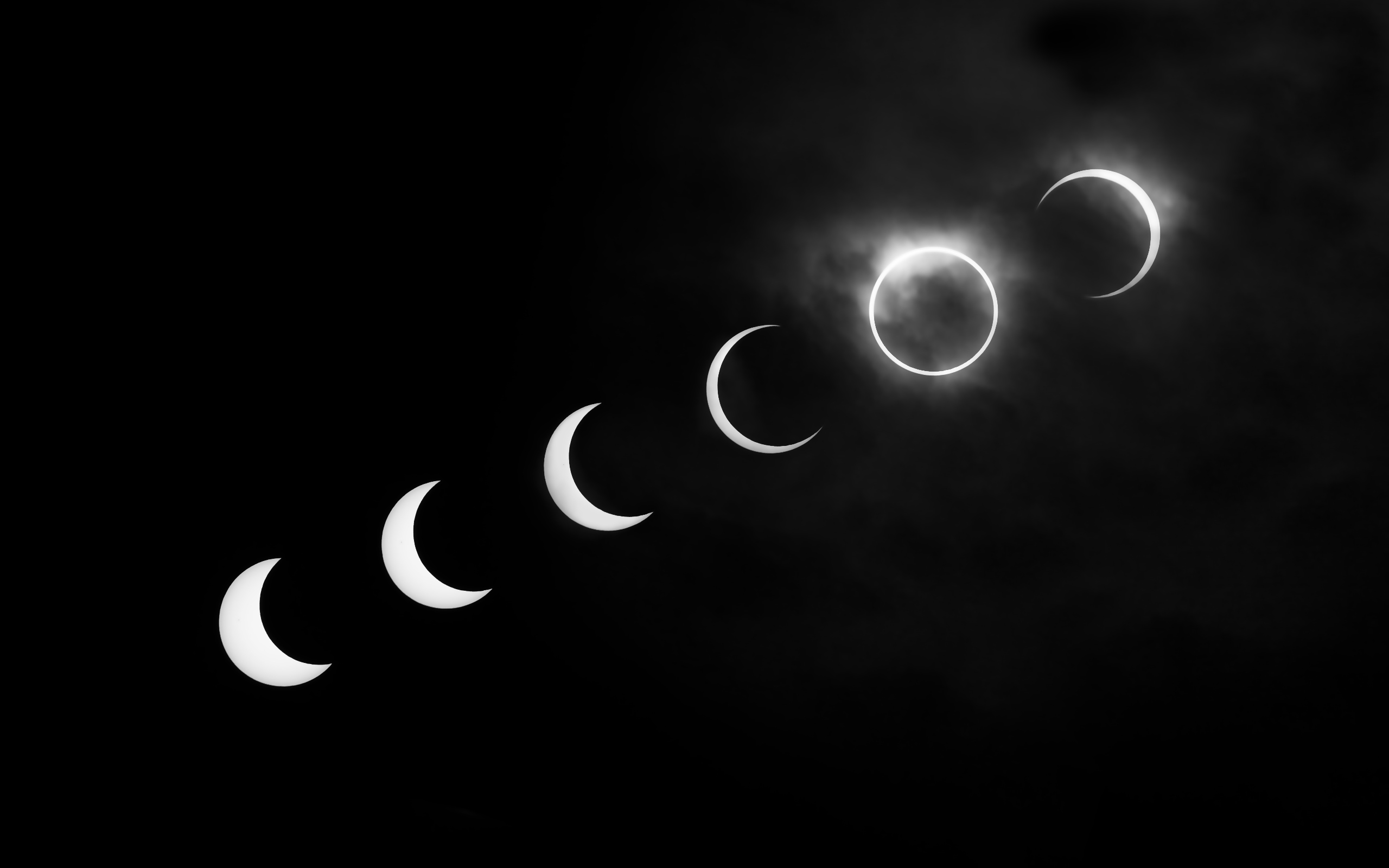 Solar eclipse black and white desktop wallpaper 2560x1600