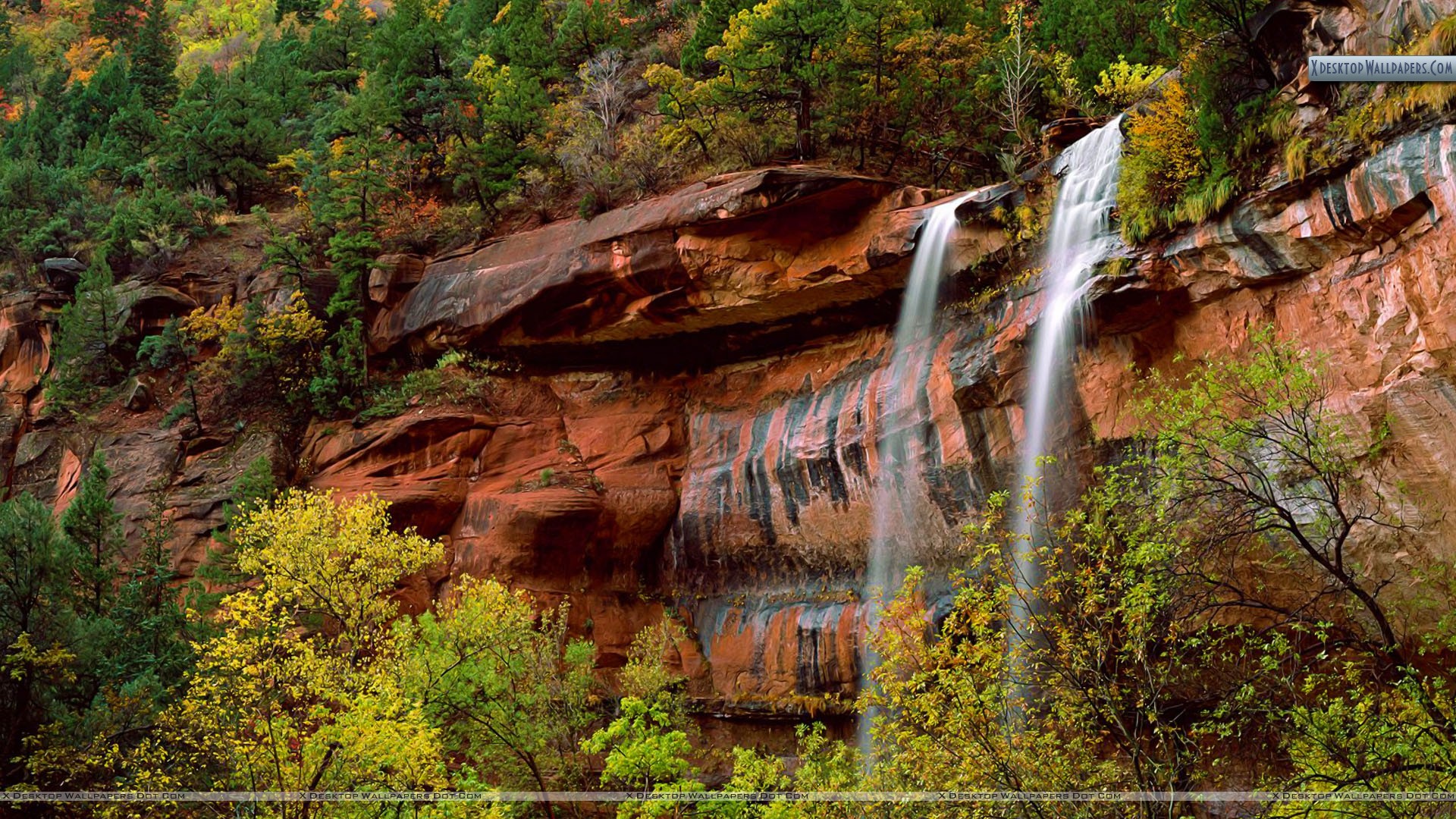 Emerald Pools Waterfall Zion National Park Utah Wallpaper