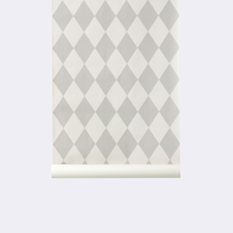 Ferm Living Harlequin Grey Wallpaper Surface Print Panik Design