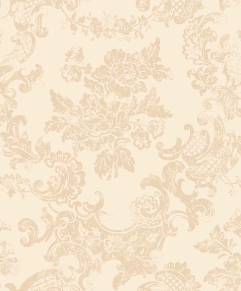 M0757 Vintage Lace Country Cream Damask Wallpaper