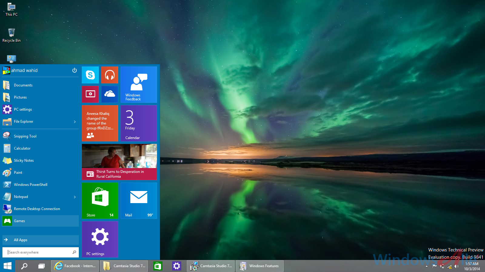 Windows Desktop With Start Menu