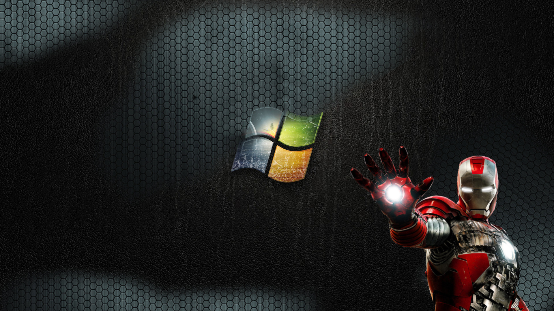 Windows Logo And Iron Man Widescreen Wallpaper