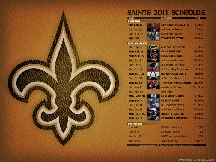 New Orleans Saints Schedule Nfl Yearbook