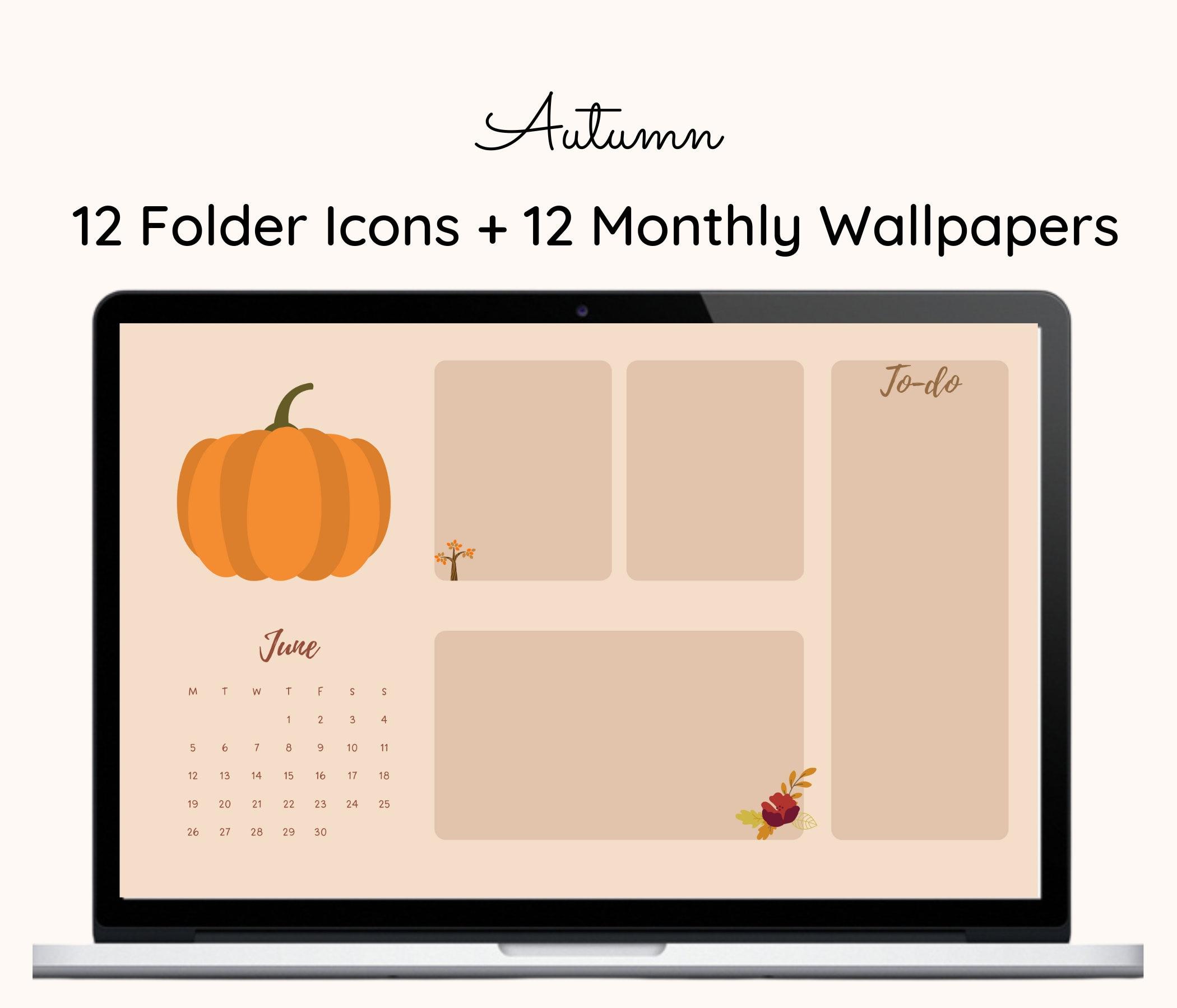 Aesthetic Autumn Fall Desktop Wallpaper Organizer With