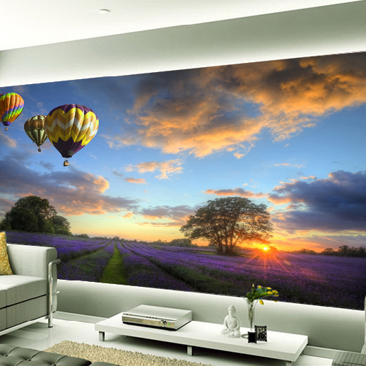 Lavender Mural Wallpaper Hot Air Balloon Full Wall Murals Print Decals