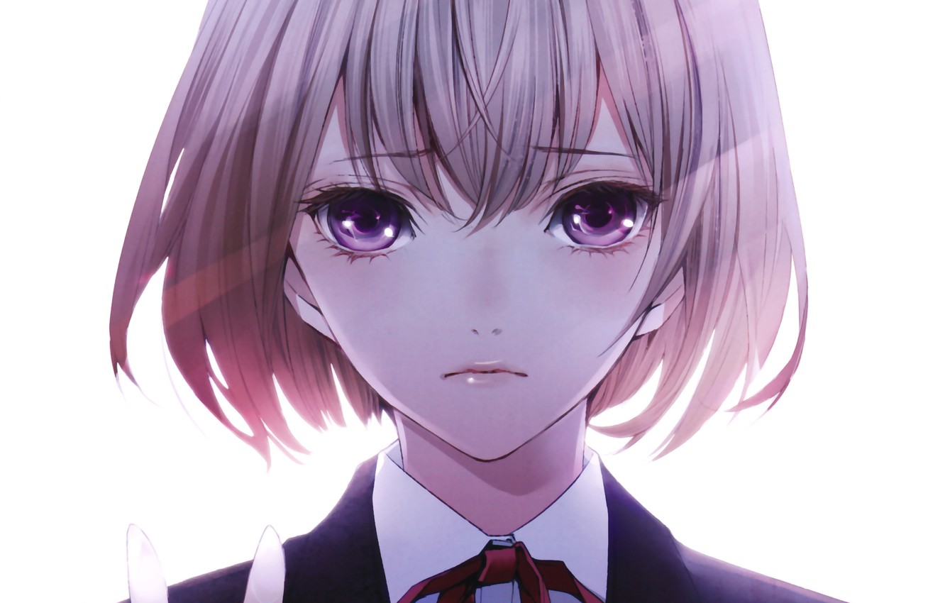 Wallpaper Girl Close Up Fingers Bow Art Kiyohara Hiro Image