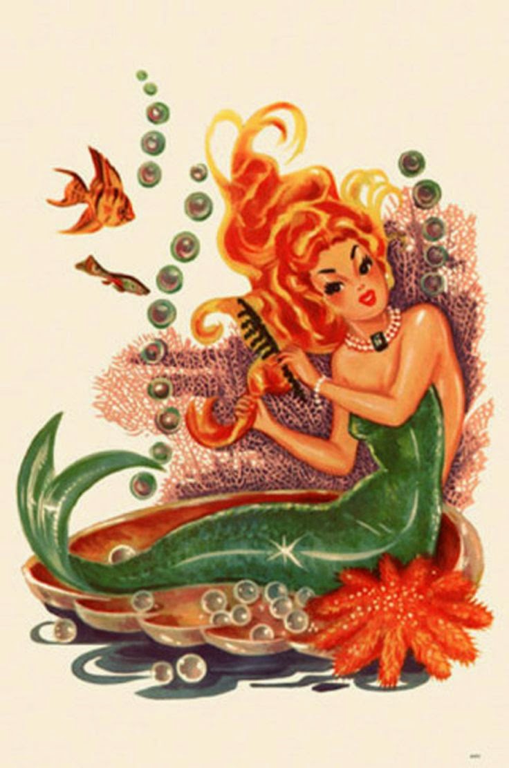 Vintage Mermaid Ephemera Clipart Pretty Bird