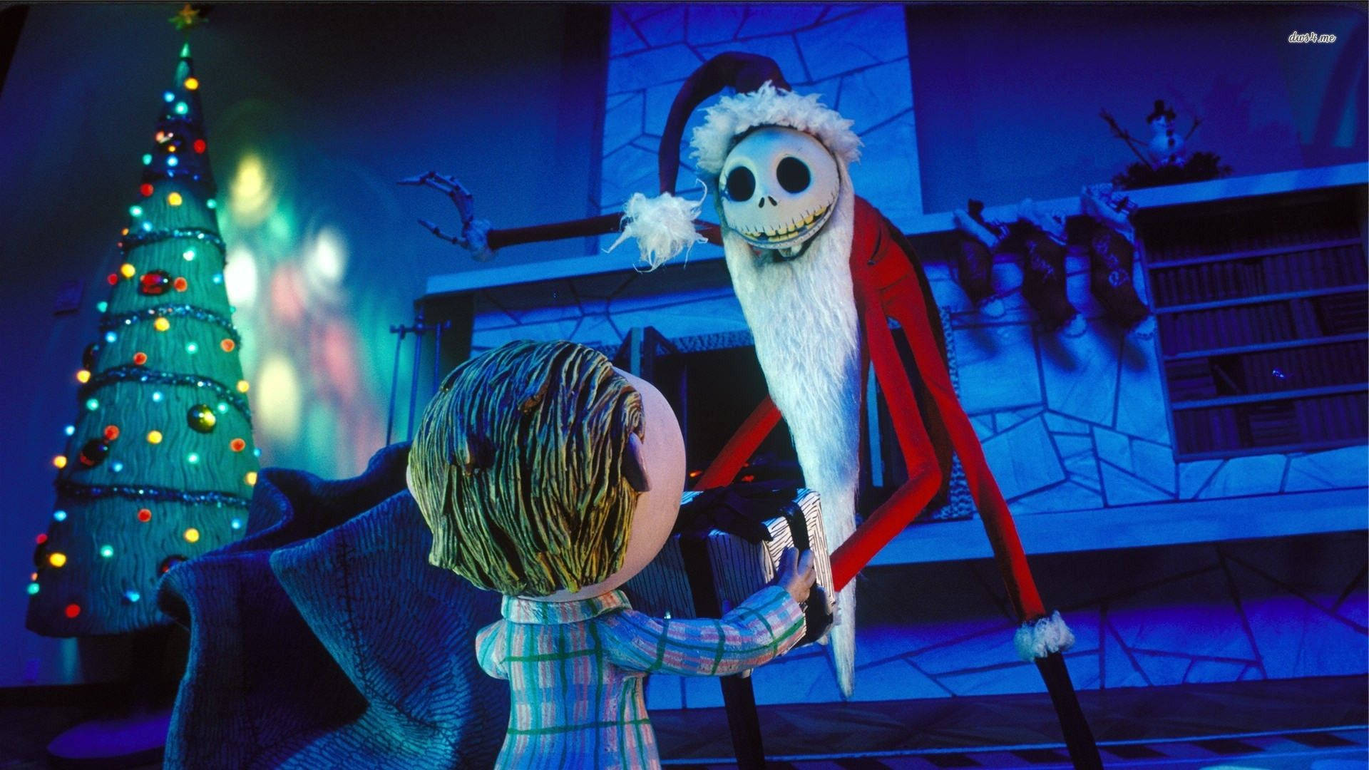 Santa Claus And Jack Skellington In The Nightmare Before Wallpaper
