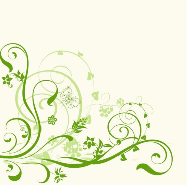 Green Swirls With Ornament Background Vector Graphic