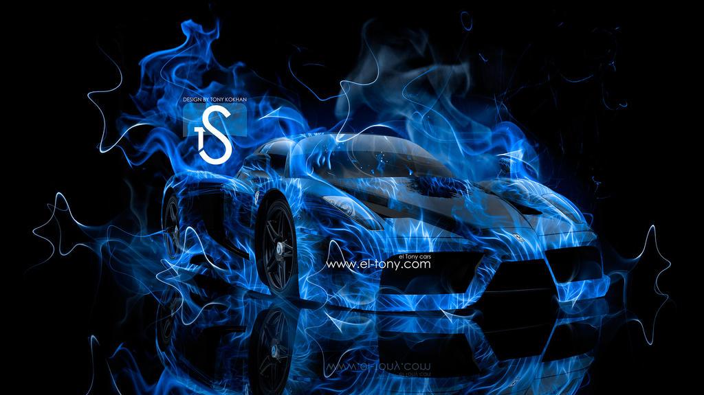 Car On Fire Wallpaper Ferrari Enzo Blue By