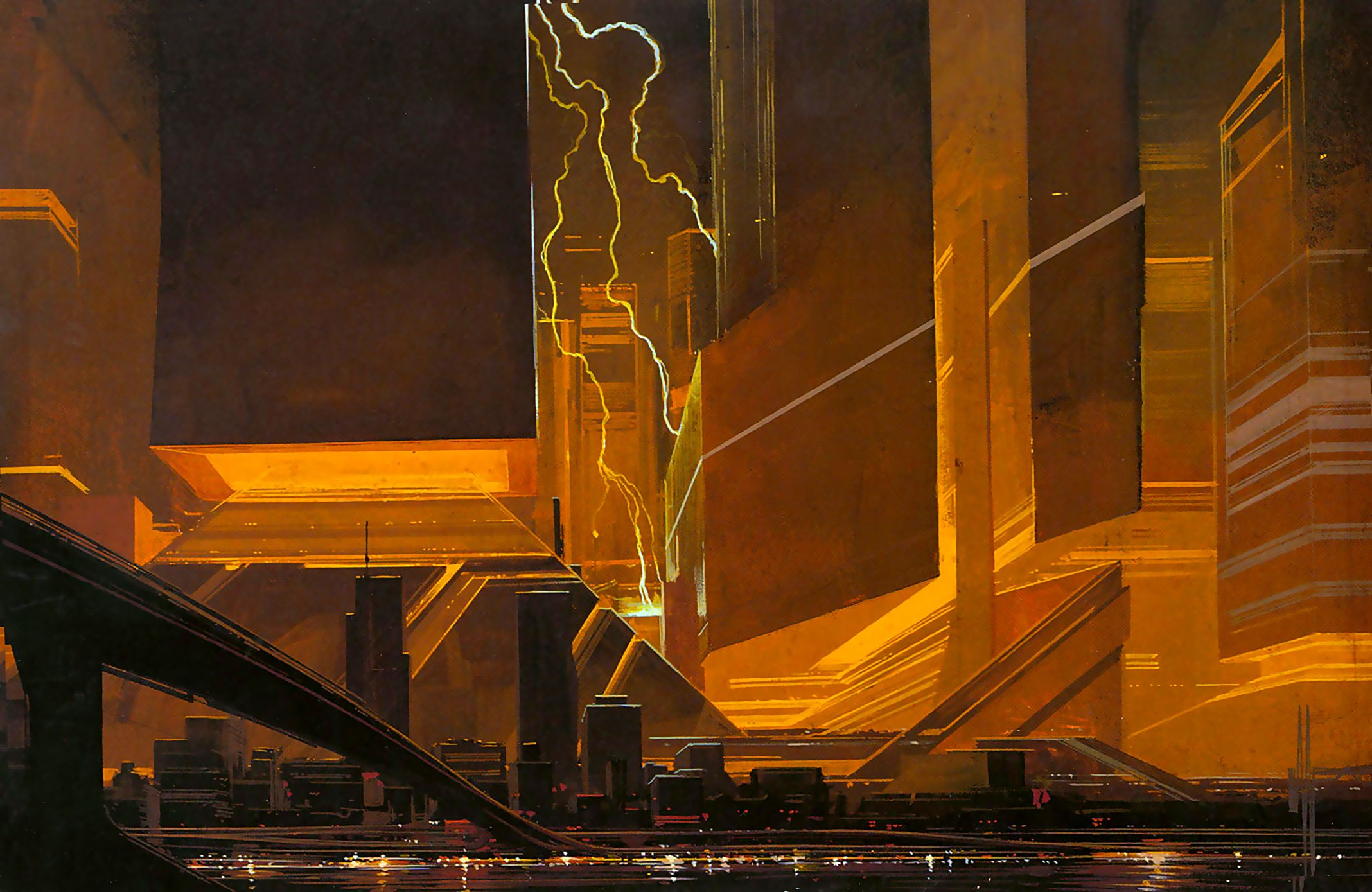 Blade Runner Artwork City Skyline Syd Mead Wallpaper