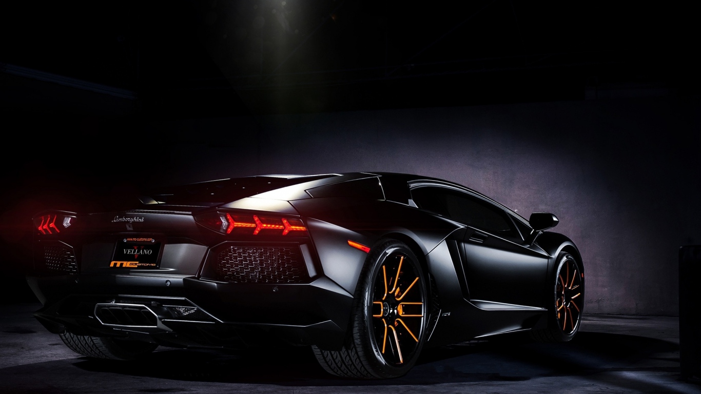 Black Lamborghini Aventador Rear View WallpapersByte