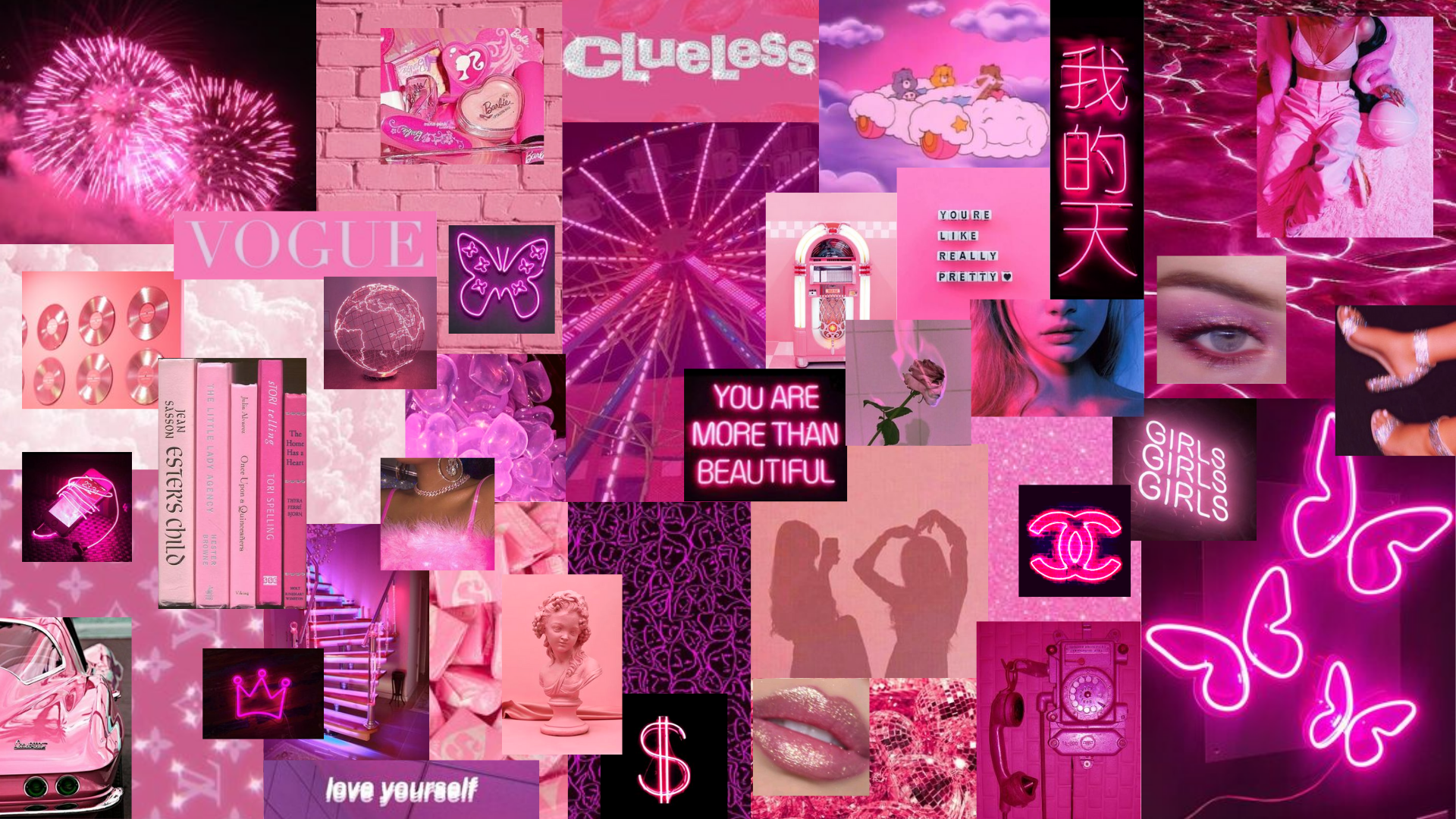 Neon Pink Aesthetic Wallpaper Collage