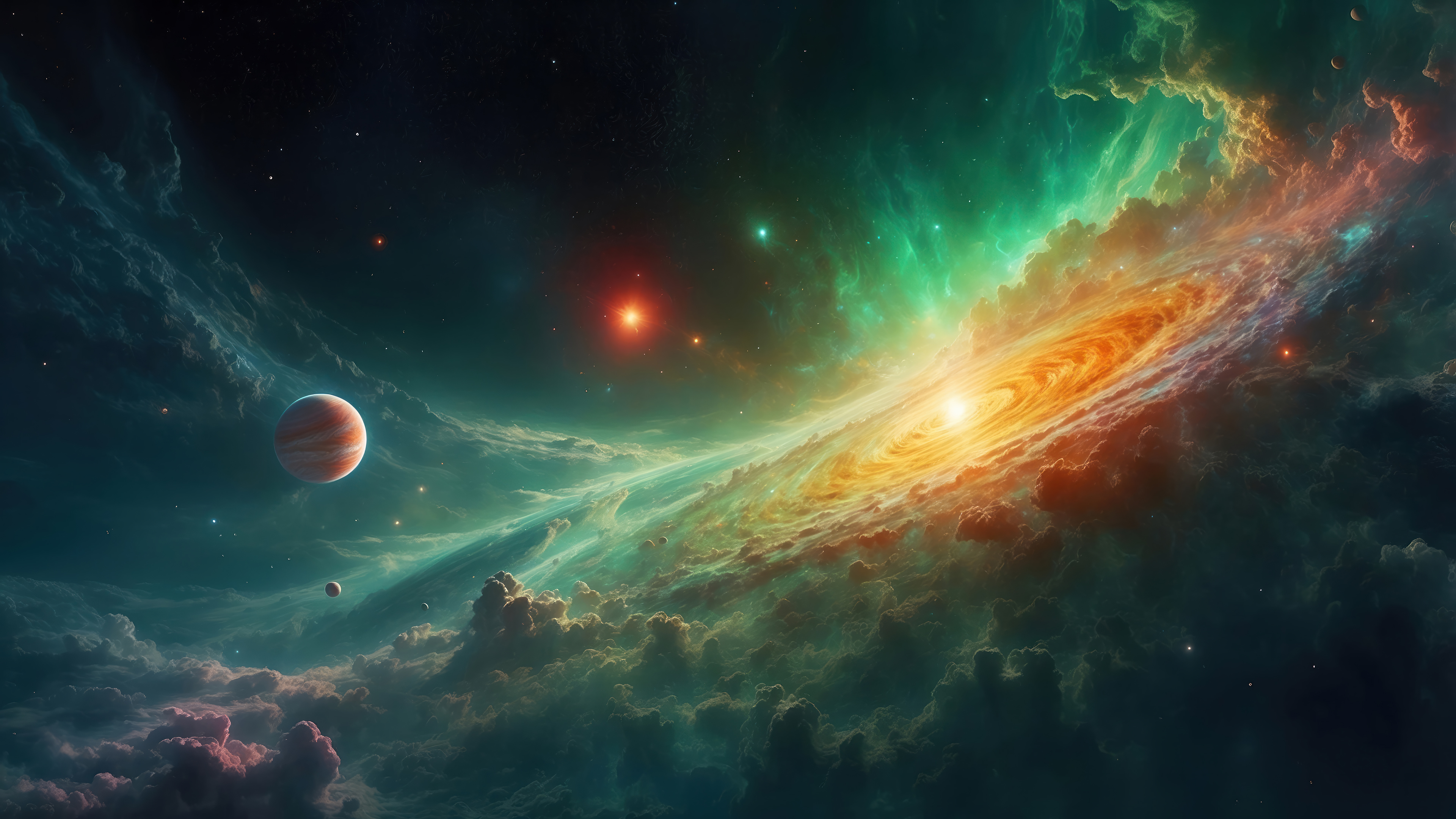 Galaxy Planet Colorful Space Clouds Digital Art A Pc 4k Wallpaper