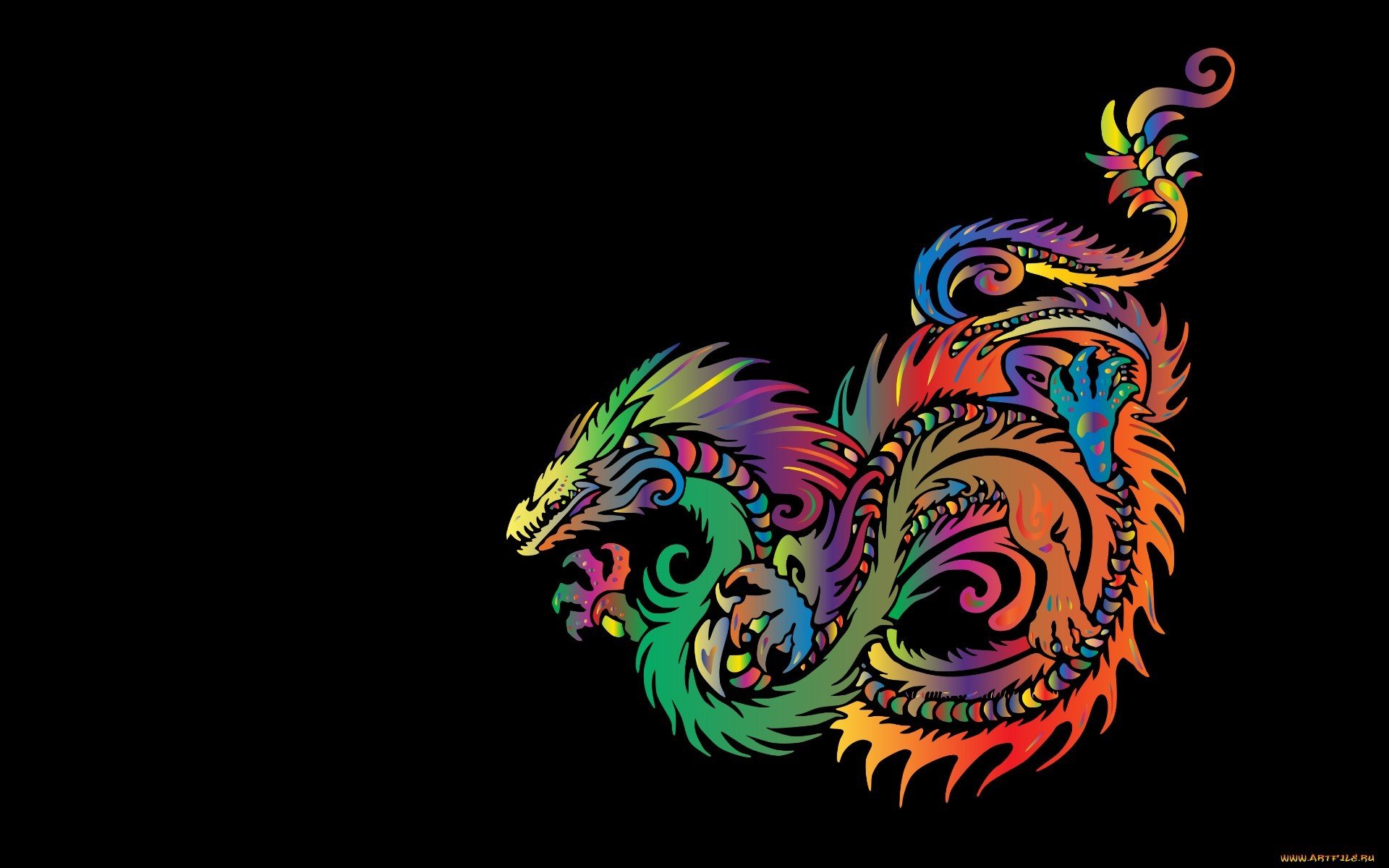 Minimalism Fantasy Art Dragon Colorful HD Wallpaper Desktop