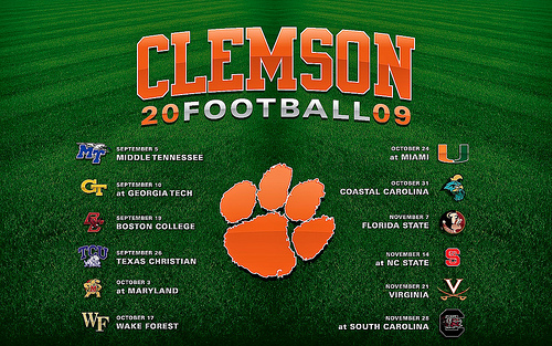 Clemson 2009 Football Schedule Desktop Background 2009 Cle