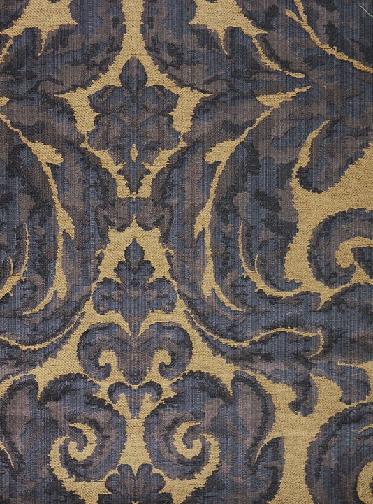 Navy Blue And Gold Wallpaper Brocatello Fabric