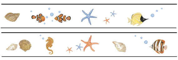 About Fun Fish Starfish Shells Wall Decals Stickers Border