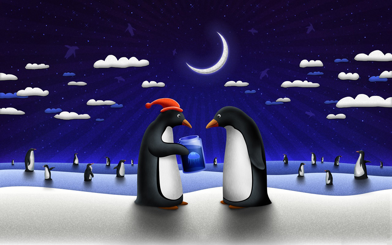 3d Christmas Penguin Wallpaper HD