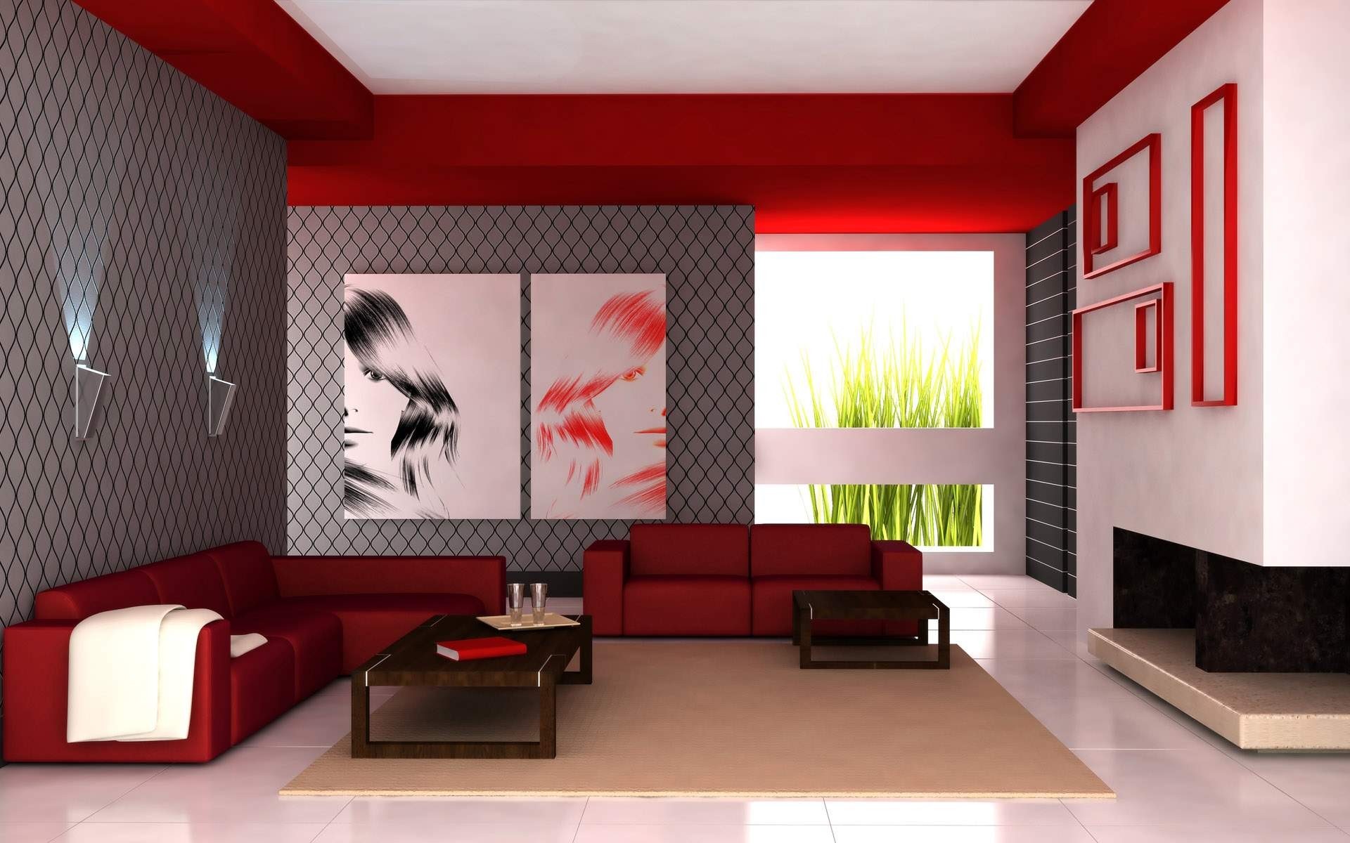 Red Interior Design Decorating Room HD Wallpapers