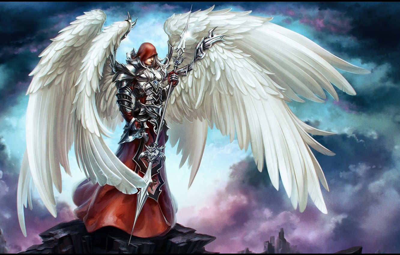 Wallpaper Wings Angel Warrior Armor Weapon