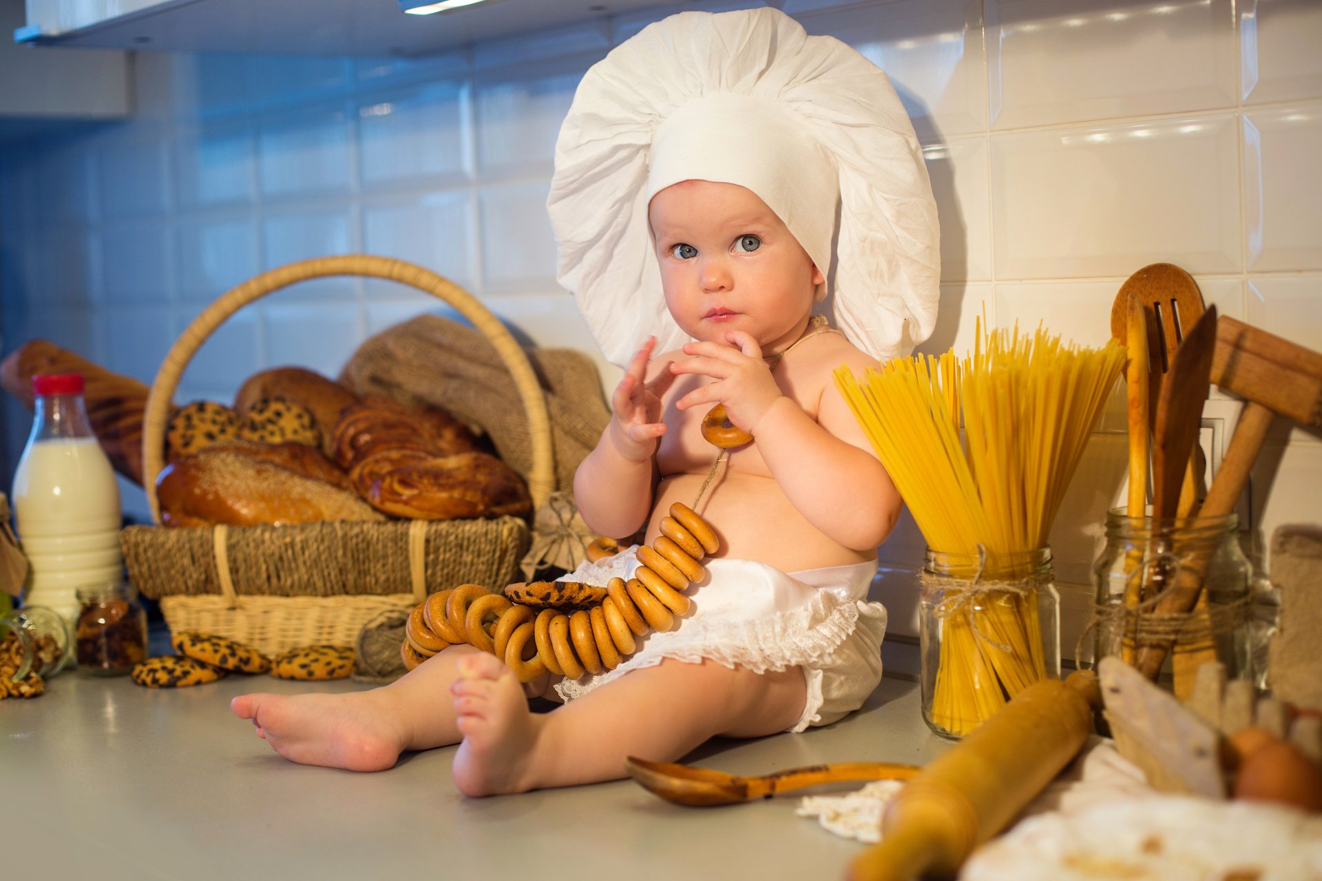Food Blue Eyes Pasta Photography Baby HD Wallpaper