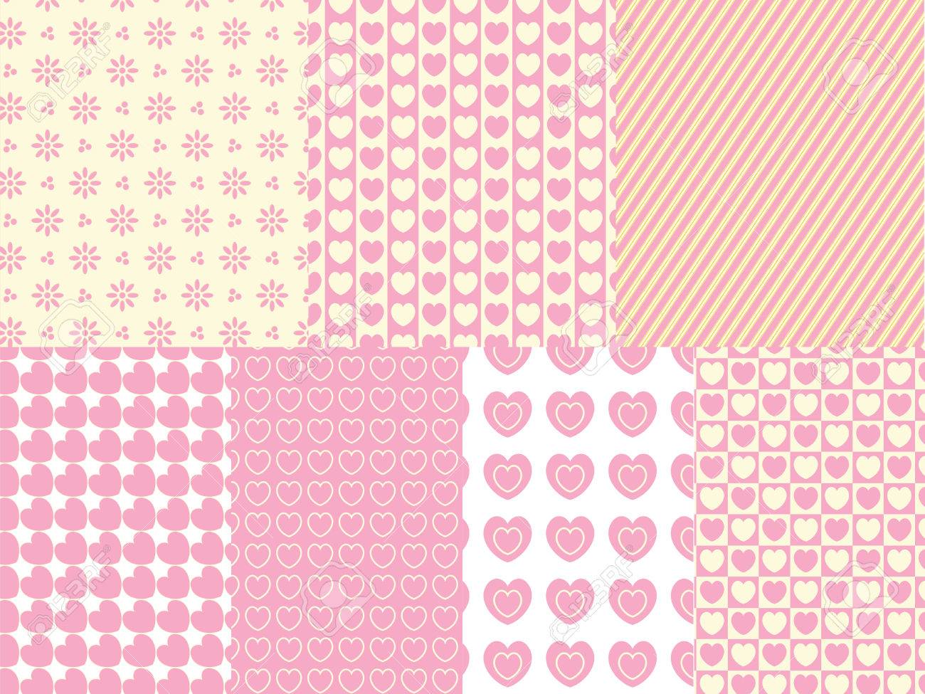 Heart And Eyelet Background Swatches In Shades Of Pink Gold