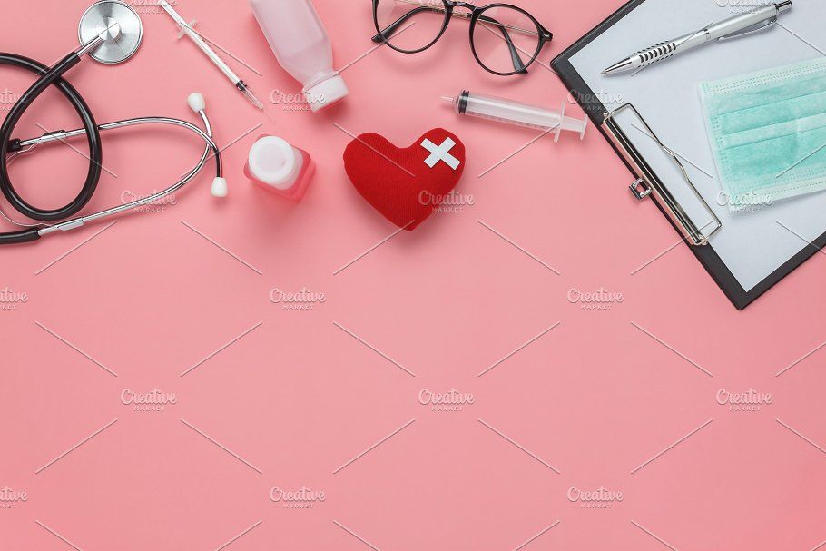 Flat Lay Health Medical Wallpaper Background