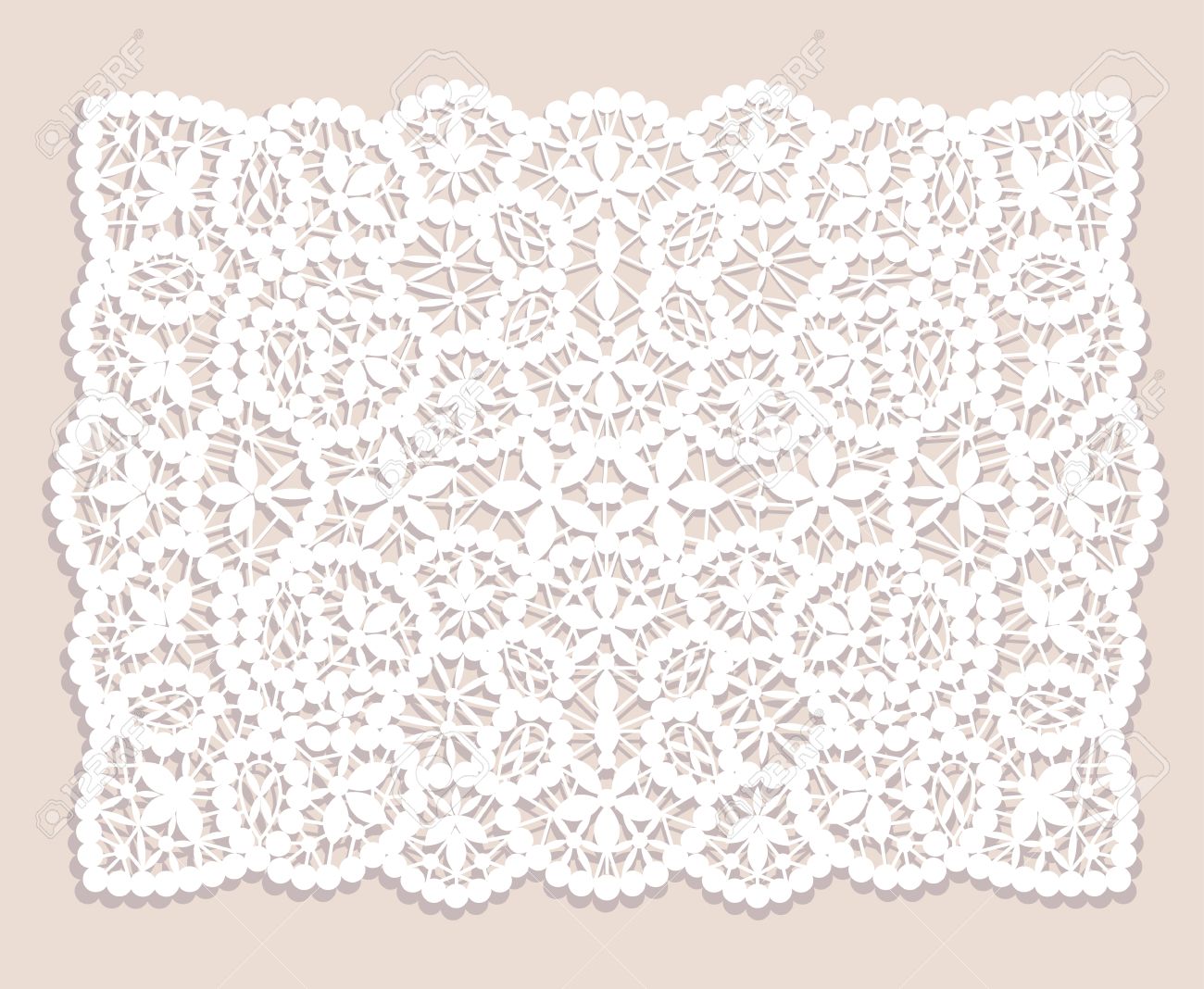White Lace Doily With Flowery Pattern On A Beige Background