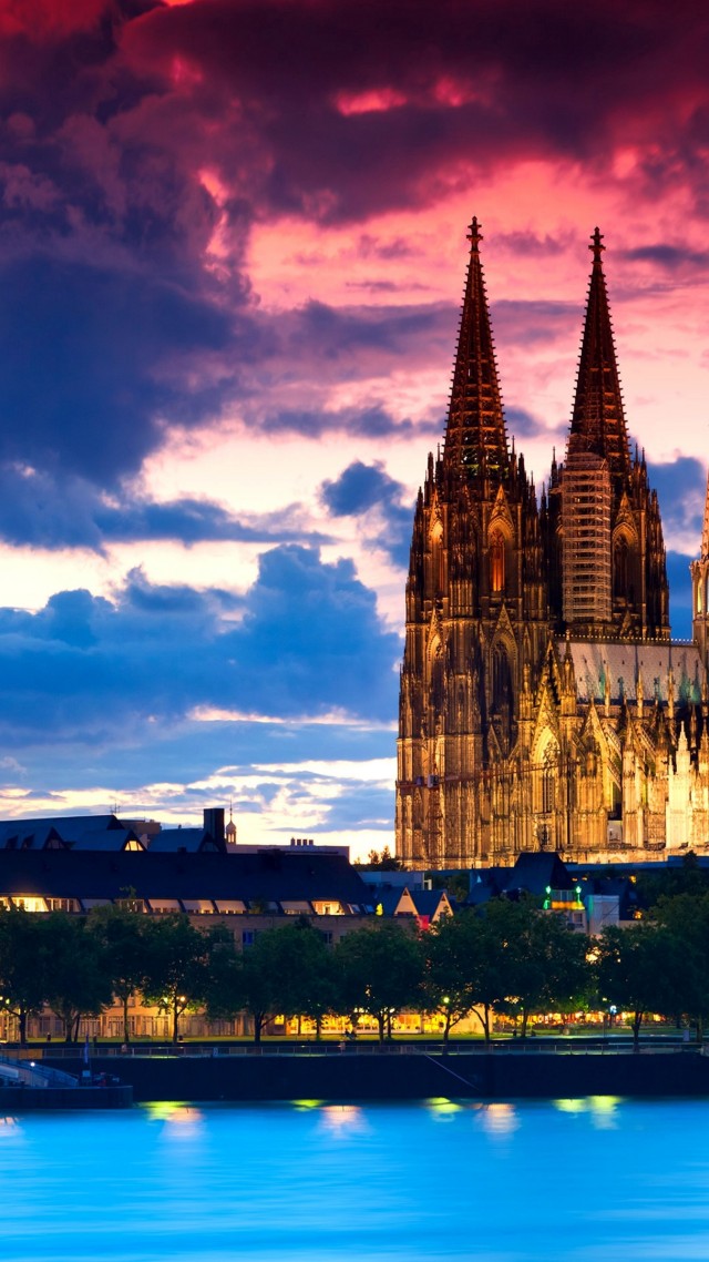 Wallpaper Cologne Cathedral Germany Europe Night 4k