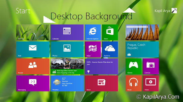 Tip Set Desktop Background As Start Screen In Windows