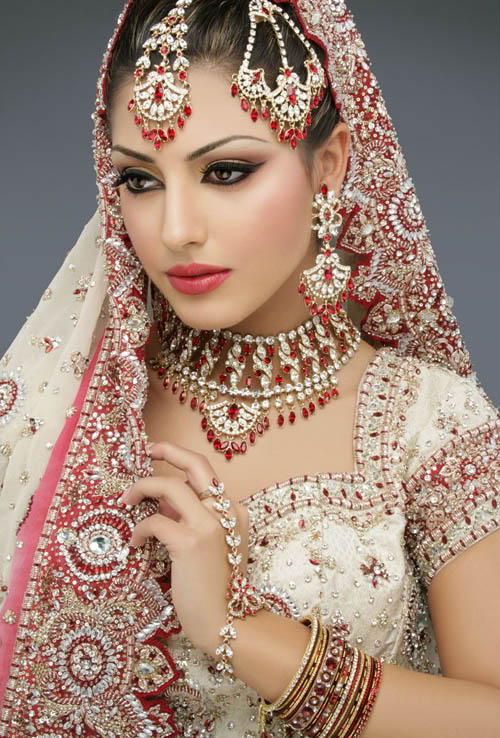 Multicolored Bridal Dress Half Blouse Classic Pakistani