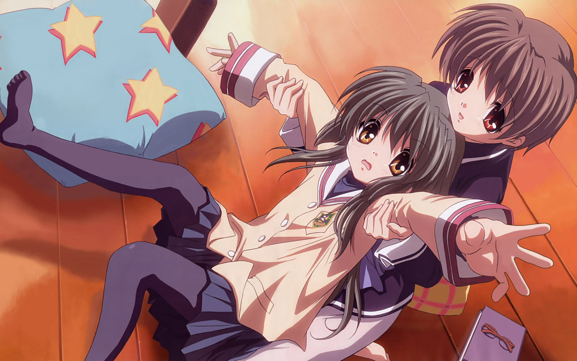 Two White And Black Horse Painting Anime Nad Ibuki Fuko HD
