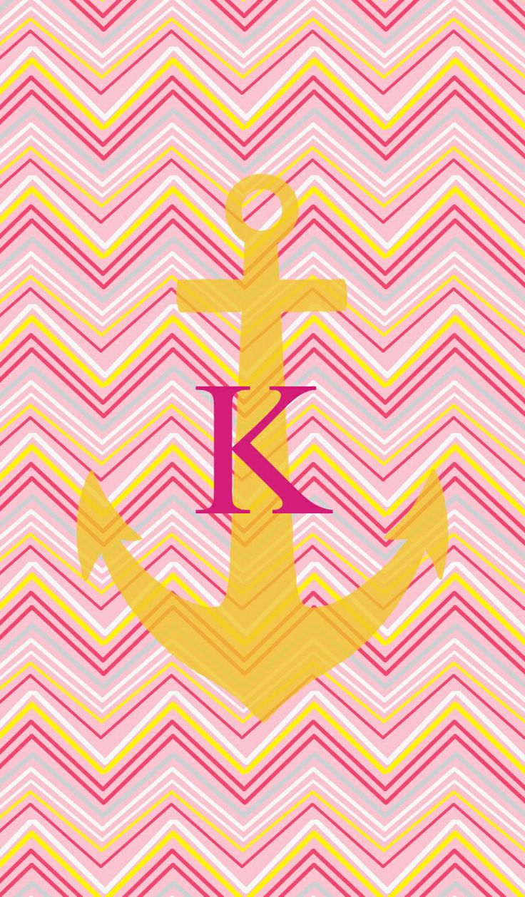 Chevron Wallpaper With Anchor K Pink Yellow