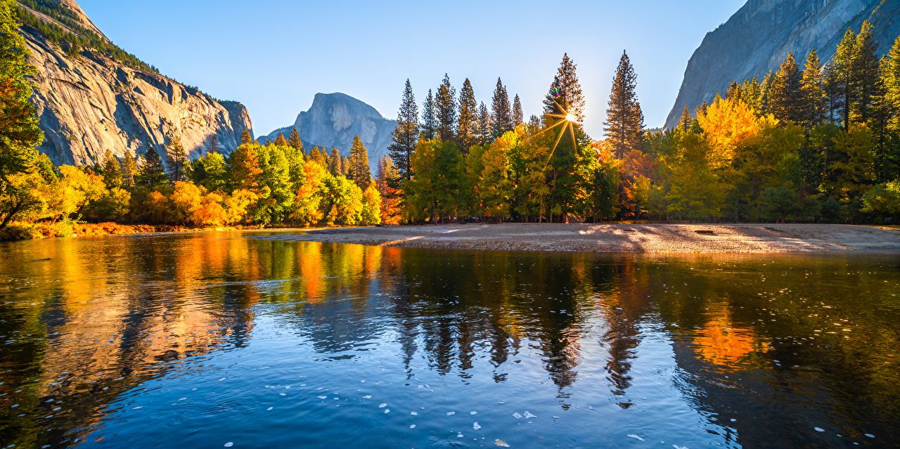 Photos Yosemite California Usa Autumn Nature Mountains Parks Rivers
