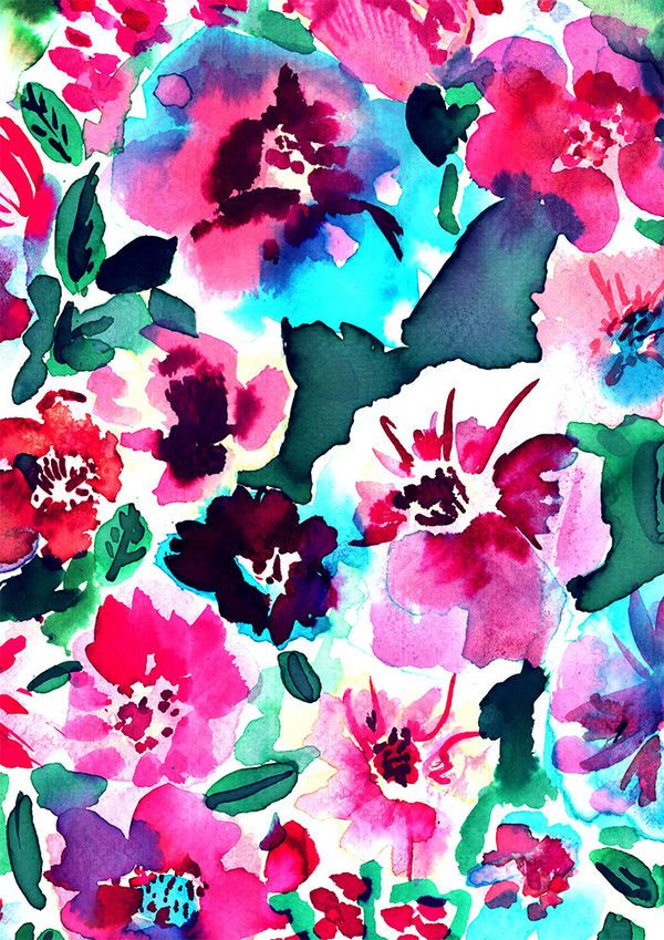 Zoe By Amy Sia Decalgirl Pattern Print Floral Watercolor