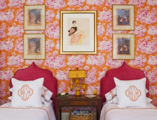 Tangerine Orange And White Toile Wallpaper Get Inspired By