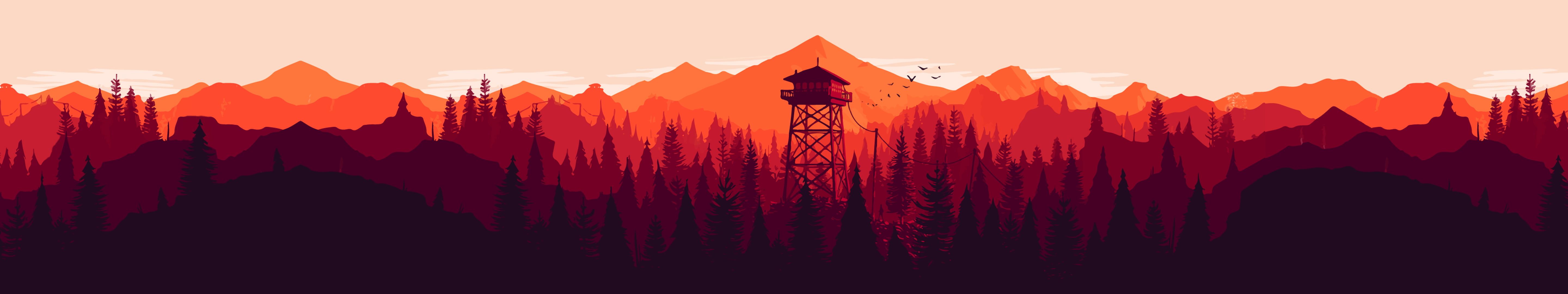 Firewatch Ultra Wide Trees Forest Mountains Tower Artwork