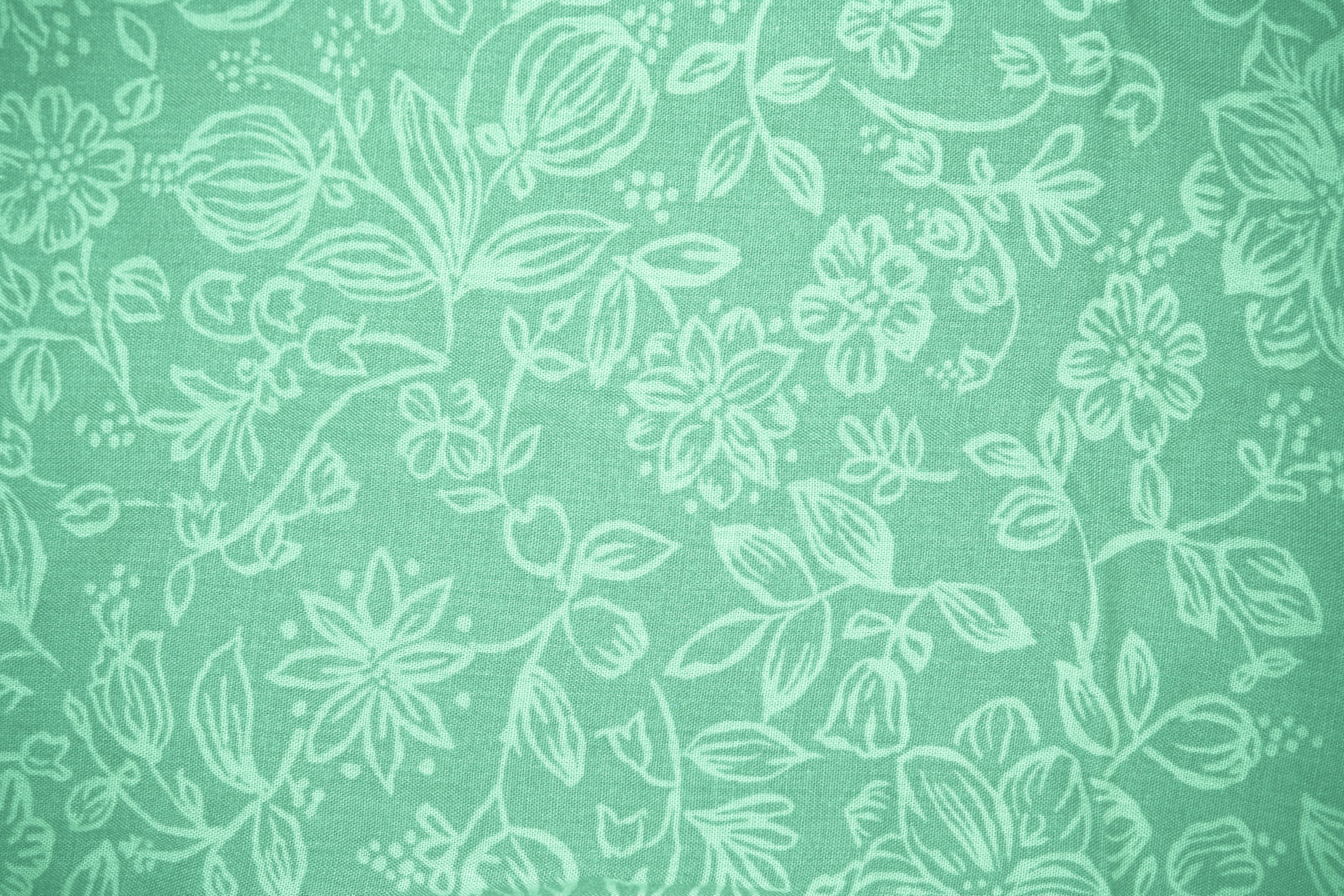 Mint Green Fabric With Floral Pattern Texture High Resolution