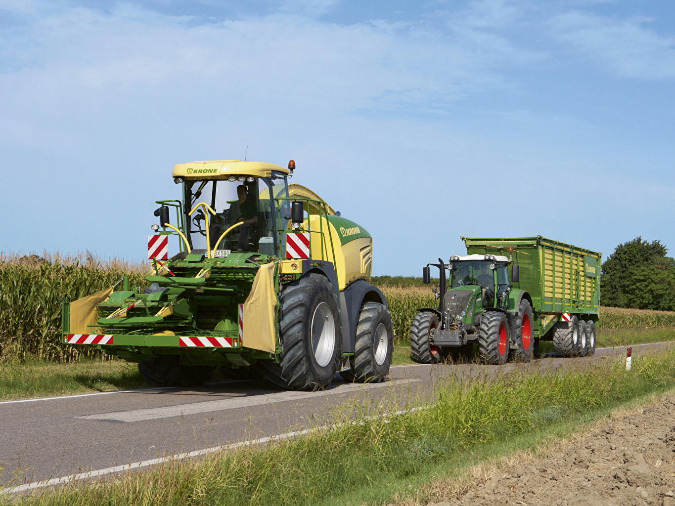 Wallpaper Agricultural Machinery Krone Big X Fendt Roads