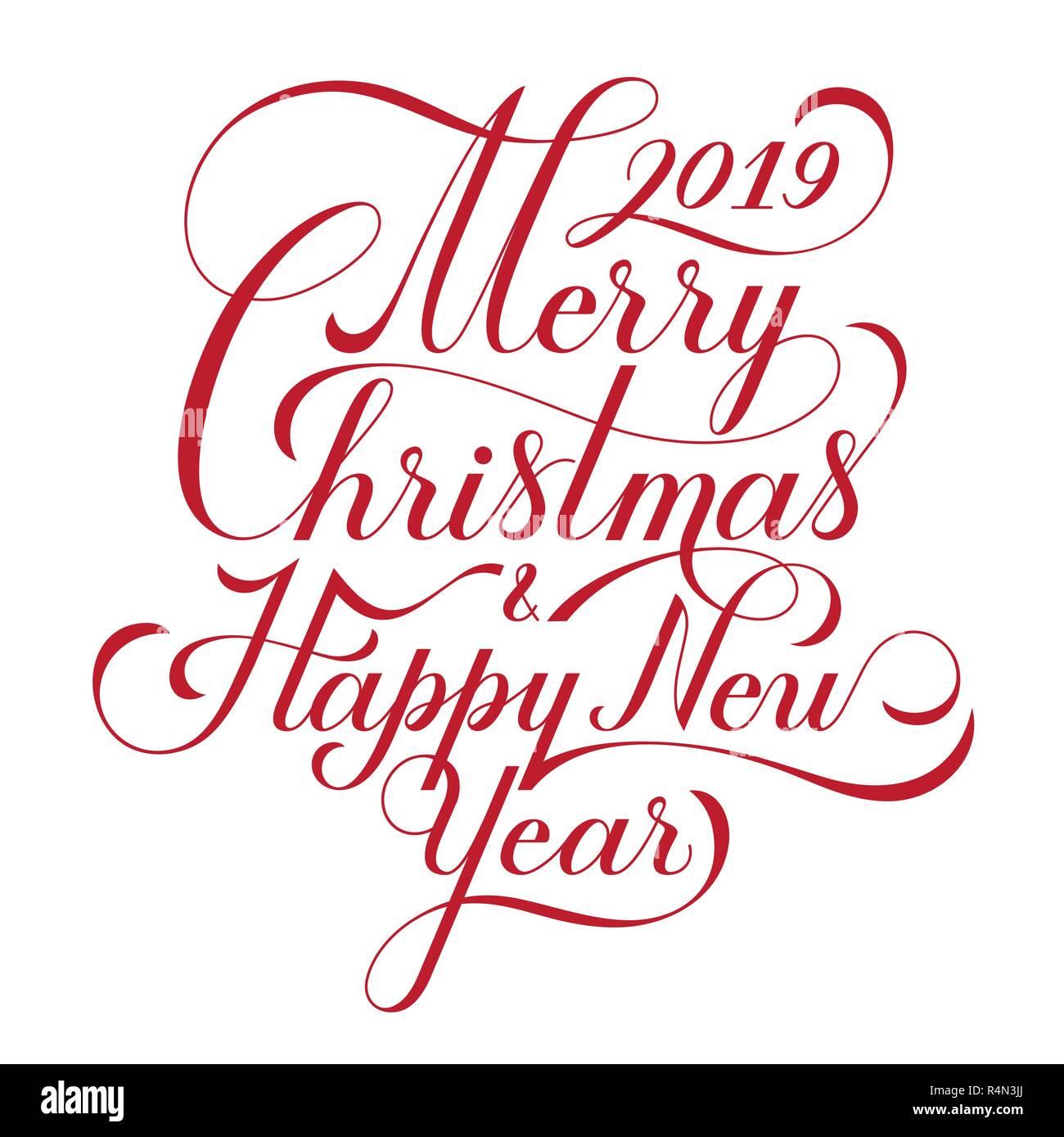 Merry christmas happy new year text hi res stock photography and