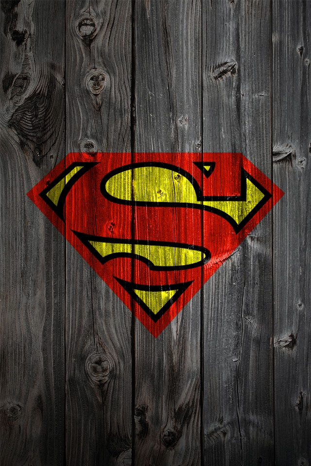 Superman Logo on Wood iPhone HD Wallpaper iPhone HD Wallpaper 640x960