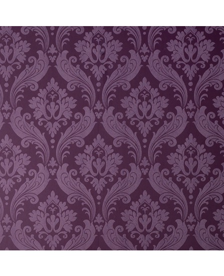 Kelly Hoppen Vintage Flock Purple Wallpaper Damask