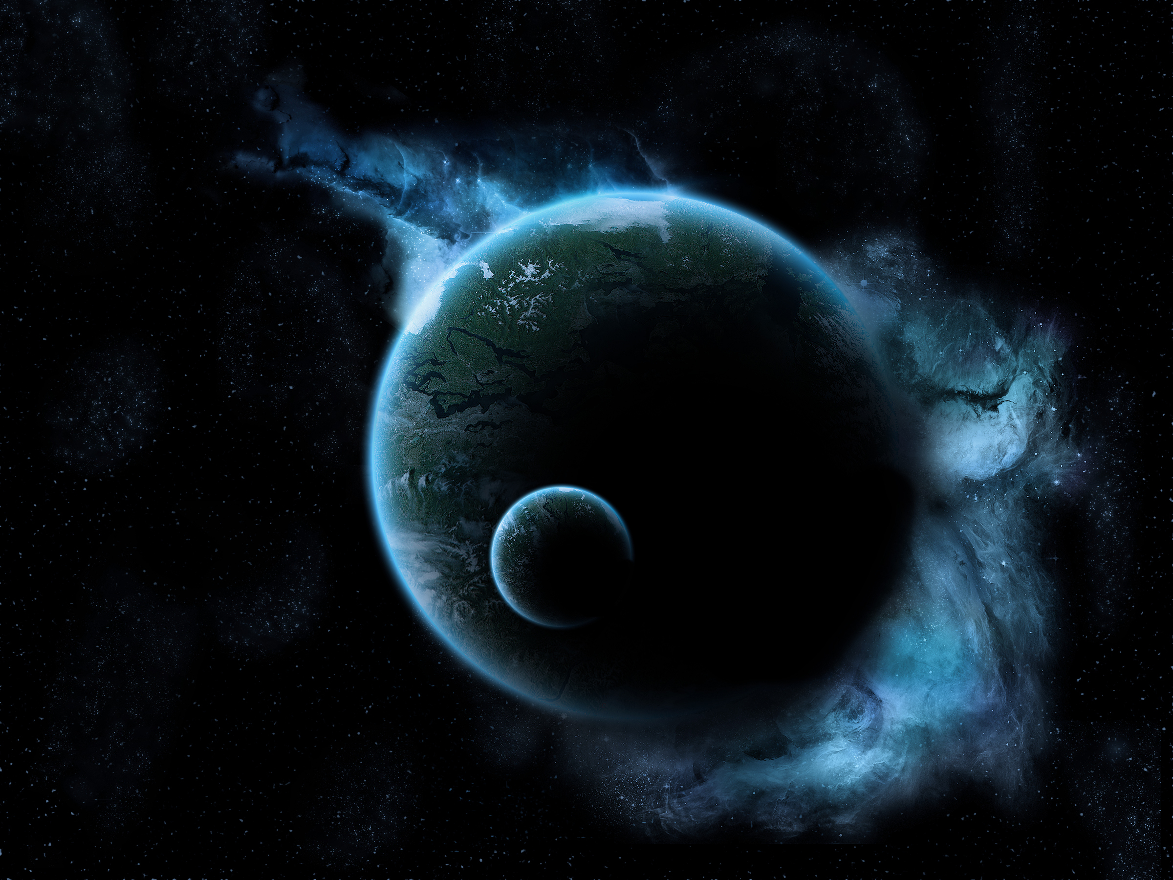 Space Pla Earth Moon Light Glow Black Dark Star Wallpaper