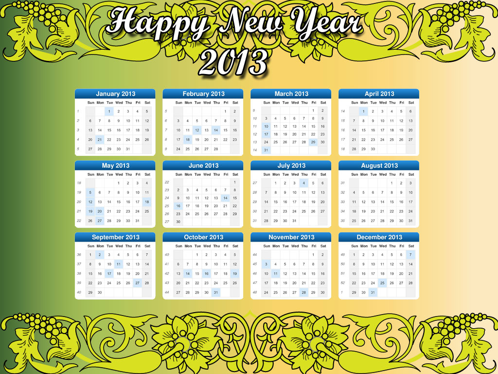 Yearly Calendar With Holidays New Year Desktop Calendars
