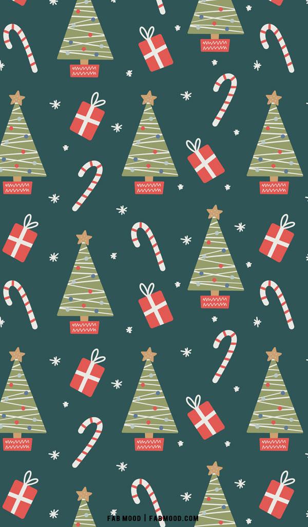 Christmas Aesthetic Wallpaper Candy Cane Present