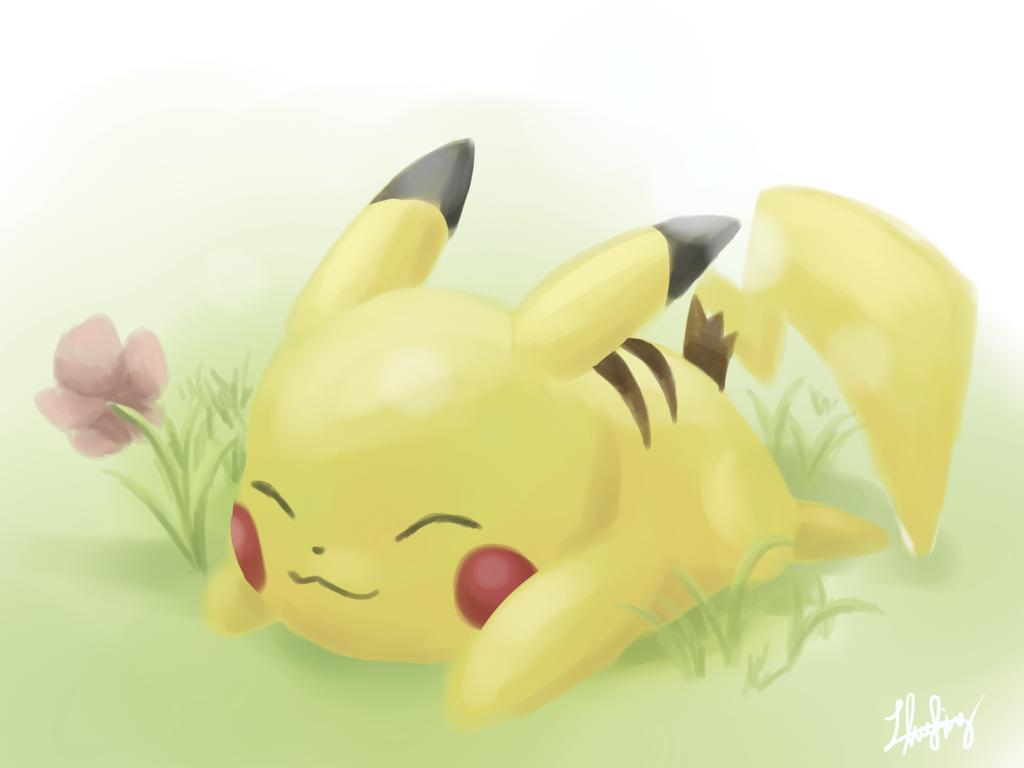 Sleeping Pikachu By Chibidoodlez
